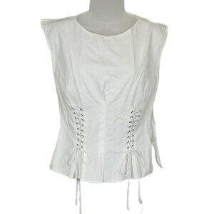 Zara Sleeveless White Double Lace Up Side Zip Corset Top SZ S